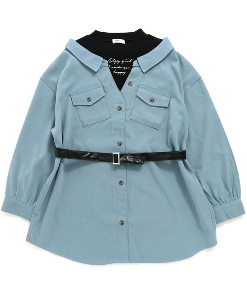 algy（アルジー）の「ベルト付きドッキングシャツ（シャツ/ブラウス・キッズ・グレー/サックスブルー/アイボリー・SMALL/MEDIUM/X-SMALL/XX-SMALL/XXX-SMALL）」の8枚目の写真