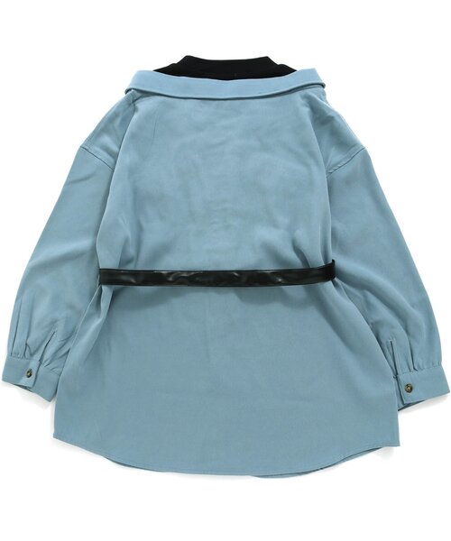 algy（アルジー）の「ベルト付きドッキングシャツ（シャツ/ブラウス・キッズ・グレー/サックスブルー/アイボリー・SMALL/MEDIUM/X-SMALL/XX-SMALL/XXX-SMALL）」の7枚目の写真