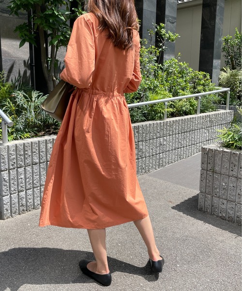 StyleSea（スタイルシー）の「ウエストドロストCPOシャツワンピース（シャツワンピース・レディース・オレンジ・FREE）」の7枚目の写真