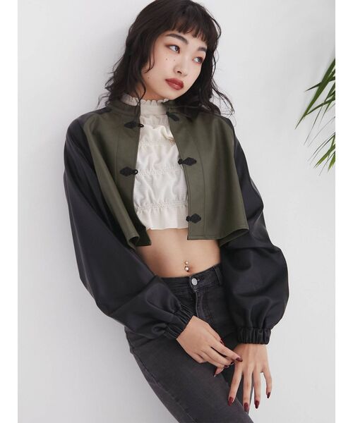 jouetie（ジュエティ）の「クロップドチャイナブルゾン（ブルゾン・レディース・ブラウン/グレー/カーキ・MEDIUM）」の4枚目の写真