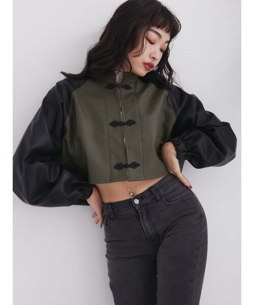 jouetie（ジュエティ）の「クロップドチャイナブルゾン（ブルゾン・レディース・ブラウン/グレー/カーキ・MEDIUM）」の7枚目の写真