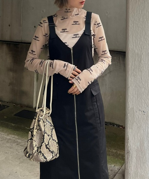 ECRIRE（エクリール）の「【creamコラボ】フロントジップジャンスカ（ジャンパースカート・レディース・ブラック/ブラウン/カーキ・M/L）」の2枚目の写真