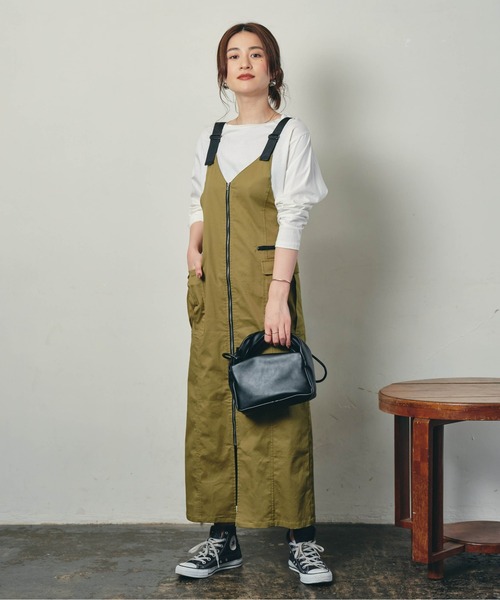 ECRIRE（エクリール）の「【creamコラボ】フロントジップジャンスカ（ジャンパースカート・レディース・ブラック/ブラウン/カーキ・M/L）」の16枚目の写真