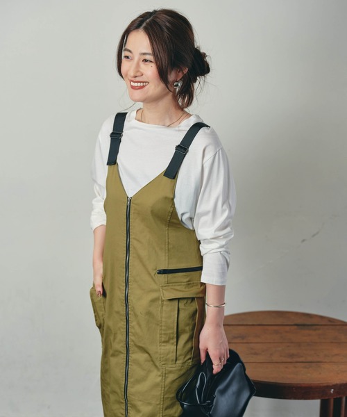 ECRIRE（エクリール）の「【creamコラボ】フロントジップジャンスカ（ジャンパースカート・レディース・ブラック/ブラウン/カーキ・M/L）」の21枚目の写真