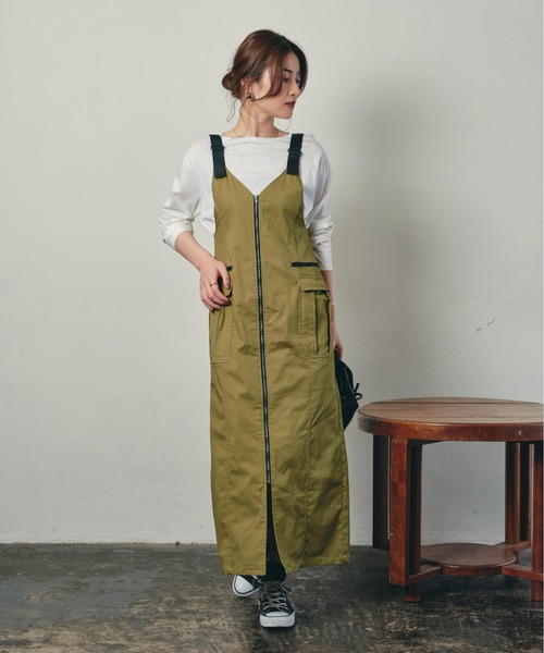 ECRIRE（エクリール）の「【creamコラボ】フロントジップジャンスカ（ジャンパースカート・レディース・ブラック/ブラウン/カーキ・M/L）」の18枚目の写真