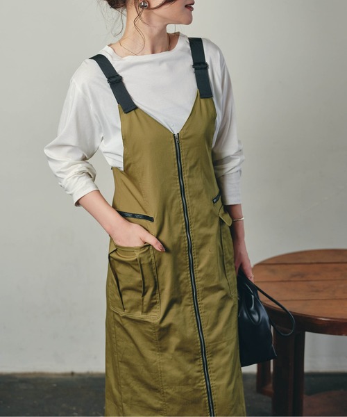 ECRIRE（エクリール）の「【creamコラボ】フロントジップジャンスカ（ジャンパースカート・レディース・ブラック/ブラウン/カーキ・M/L）」の22枚目の写真