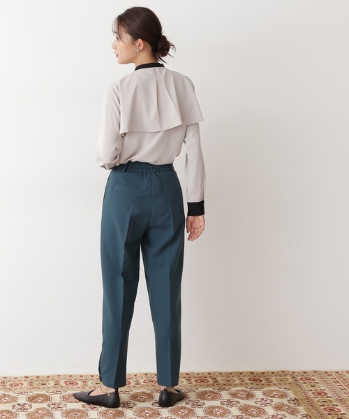 N.（N. Natural Beauty Basic）（エヌエヌナチュラルビューティーベーシック）の「◆バイカラーケープトロミブラウス（シャツ/ブラウス・レディース・オフホワイト/ライトグリーン/ナチュラル・MEDIUM）」の6枚目の写真