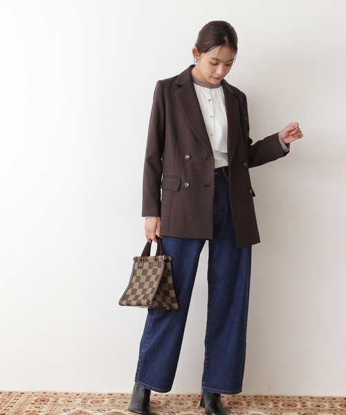 N.（N. Natural Beauty Basic）（エヌエヌナチュラルビューティーベーシック）の「◆バイカラーケープトロミブラウス（シャツ/ブラウス・レディース・オフホワイト/ライトグリーン/ナチュラル・MEDIUM）」の4枚目の写真