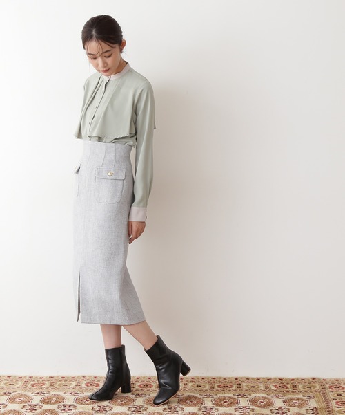 N.（N. Natural Beauty Basic）（エヌエヌナチュラルビューティーベーシック）の「◆バイカラーケープトロミブラウス（シャツ/ブラウス・レディース・オフホワイト/ライトグリーン/ナチュラル・MEDIUM）」の7枚目の写真