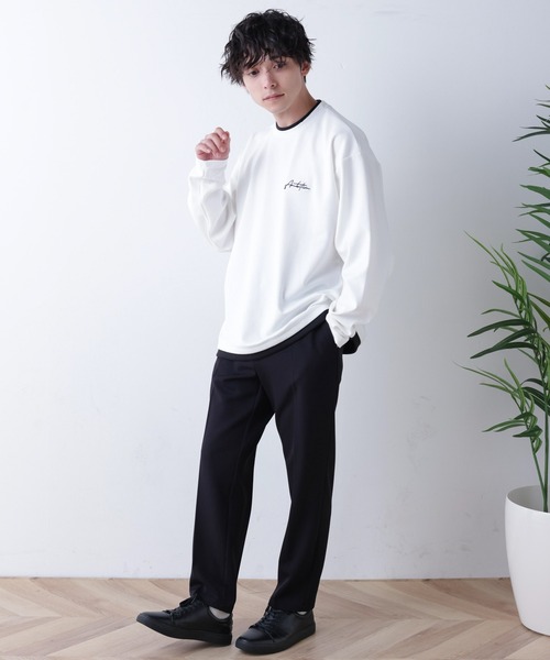 WEGO(ウィゴー)の「WEGO/フェイクレイヤード刺繍BIGロンT(Tシャツ/カットソー・メンズ・ホワイト/ブラック/ベージュ・MEDIUM/LARGE)」の7枚目の写真