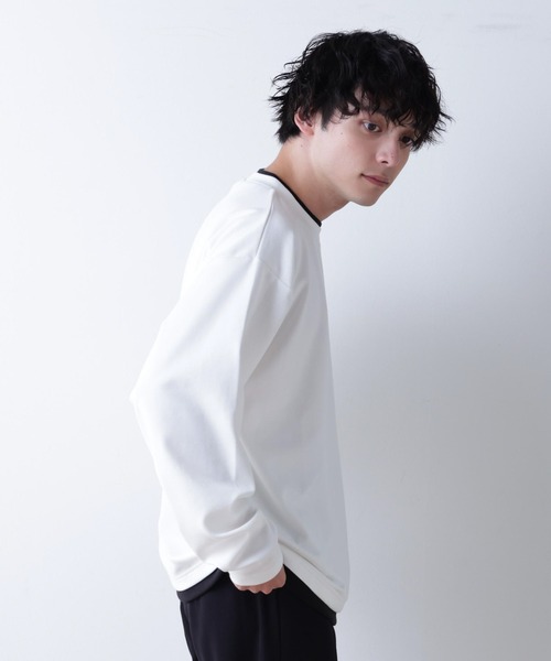 WEGO(ウィゴー)の「WEGO/フェイクレイヤード刺繍BIGロンT(Tシャツ/カットソー・メンズ・ホワイト/ブラック/ベージュ・MEDIUM/LARGE)」の10枚目の写真