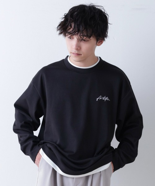 WEGO(ウィゴー)の「WEGO/フェイクレイヤード刺繍BIGロンT(Tシャツ/カットソー・メンズ・ホワイト/ブラック/ベージュ・MEDIUM/LARGE)」の15枚目の写真