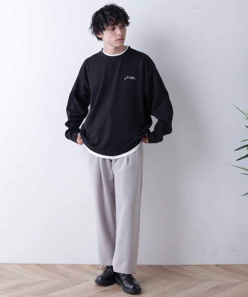 WEGO(ウィゴー)の「WEGO/フェイクレイヤード刺繍BIGロンT(Tシャツ/カットソー・メンズ・ホワイト/ブラック/ベージュ・MEDIUM/LARGE)」の12枚目の写真