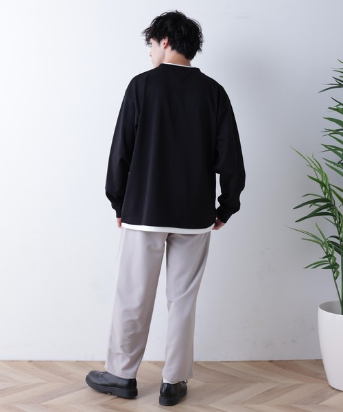 WEGO(ウィゴー)の「WEGO/フェイクレイヤード刺繍BIGロンT(Tシャツ/カットソー・メンズ・ホワイト/ブラック/ベージュ・MEDIUM/LARGE)」の14枚目の写真
