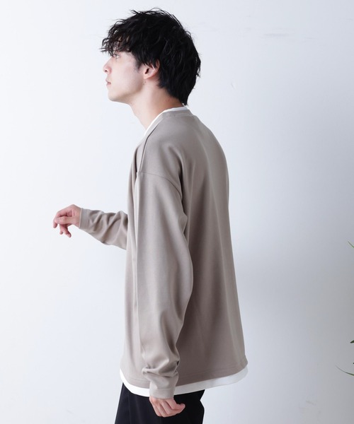 WEGO(ウィゴー)の「WEGO/フェイクレイヤード刺繍BIGロンT(Tシャツ/カットソー・メンズ・ホワイト/ブラック/ベージュ・MEDIUM/LARGE)」の20枚目の写真