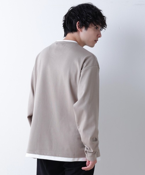 WEGO(ウィゴー)の「WEGO/フェイクレイヤード刺繍BIGロンT(Tシャツ/カットソー・メンズ・ホワイト/ブラック/ベージュ・MEDIUM/LARGE)」の21枚目の写真