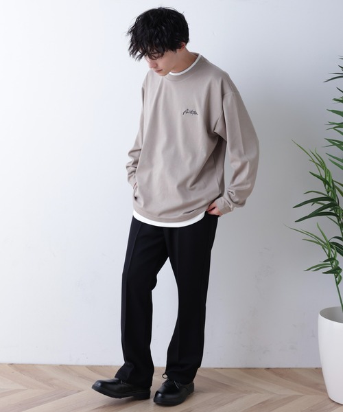 WEGO(ウィゴー)の「WEGO/フェイクレイヤード刺繍BIGロンT(Tシャツ/カットソー・メンズ・ホワイト/ブラック/ベージュ・MEDIUM/LARGE)」の18枚目の写真