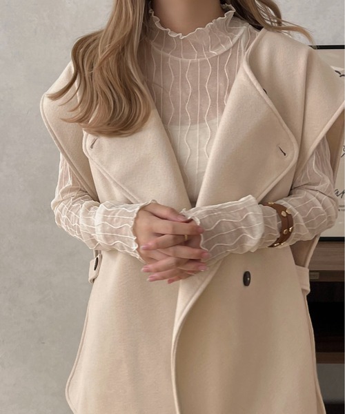 apres jour clair（アプレジュールクレア）の「【apres jour clair】ウールライクベスト【ZOZOTOWN限定アイテム】（ベスト・レディース・カーキ/ブラウン/ライトブラウン/ベージュ系その他/アイボリー・X-LARGE/フリー）」の4枚目の写真