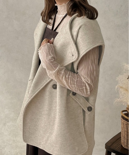 apres jour clair（アプレジュールクレア）の「【apres jour clair】ウールライクベスト【ZOZOTOWN限定アイテム】（ベスト・レディース・カーキ/ブラウン/ライトブラウン/ベージュ系その他/アイボリー・X-LARGE/フリー）」の9枚目の写真