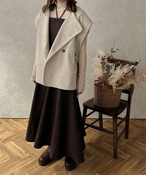 apres jour clair（アプレジュールクレア）の「【apres jour clair】ウールライクベスト【ZOZOTOWN限定アイテム】（ベスト・レディース・カーキ/ブラウン/ライトブラウン/ベージュ系その他/アイボリー・X-LARGE/フリー）」の8枚目の写真