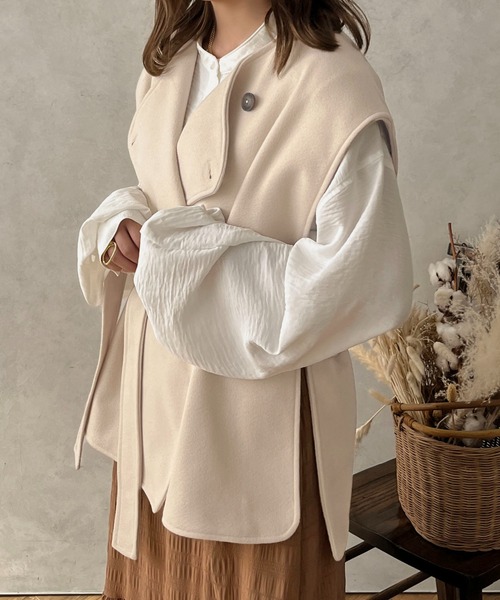 apres jour clair（アプレジュールクレア）の「【apres jour clair】ウールライクベスト【ZOZOTOWN限定アイテム】（ベスト・レディース・カーキ/ブラウン/ライトブラウン/ベージュ系その他/アイボリー・X-LARGE/フリー）」の13枚目の写真