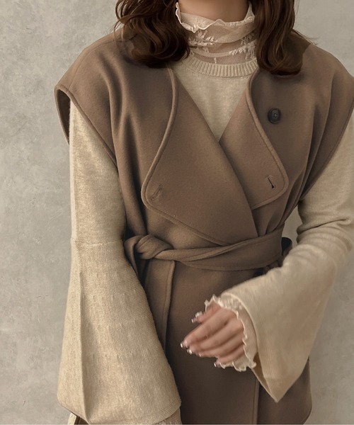 apres jour clair（アプレジュールクレア）の「【apres jour clair】ウールライクベスト【ZOZOTOWN限定アイテム】（ベスト・レディース・カーキ/ブラウン/ライトブラウン/ベージュ系その他/アイボリー・X-LARGE/フリー）」の21枚目の写真