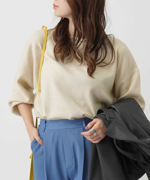 HONEYSUCKLE ROSE（ハニーサックルローズ）の「【HONEYSUCKLE ROSE】ボートネックニット（ニット/セーター・レディース・オフホワイト/オレンジ/グリーン/ブルー/ブラック・M/L）」の3枚目の写真