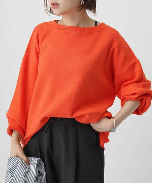 HONEYSUCKLE ROSE（ハニーサックルローズ）の「【HONEYSUCKLE ROSE】ボートネックニット（ニット/セーター・レディース・オフホワイト/オレンジ/グリーン/ブルー/ブラック・M/L）」の2枚目の写真