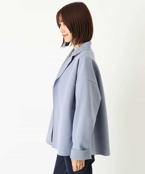 MK MICHEL KLEIN(エムケーミッシェルクラン)の「ショート丈リバーコート/洗える(チェスターコート・レディース・ライトブルー/ベージュ/モカ・38)」の7枚目の写真