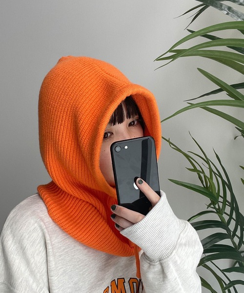 WEGO(ウィゴー)の「WEGO/ニットフードバラクラバ(ネックウォーマー/スヌード・レディース・オレンジ/ブルー/ピンク/ブラック/ホワイト/ライム/グレー/サックスブルー/ライトイエロー/ライトピンク・FREE)」の15枚目の写真