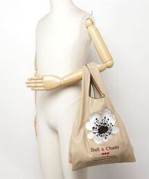 新品 Ball & Chain エコバッグベージュ Ｌ 花 ボールアンドチェーン エコバッグ フラワー ホース 馬 Lサイズ ベージュ｜ボール