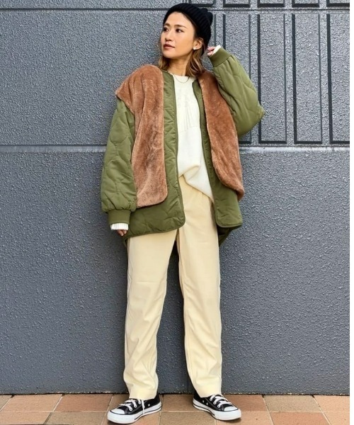 HONEYSUCKLE ROSE（ハニーサックルローズ）の「【HONEYSUCKLE ROSE】マルチウェイキルトジャケット（ダウンジャケット/コート・レディース・ブラック/カーキブラウン・M/L）」の17枚目の写真