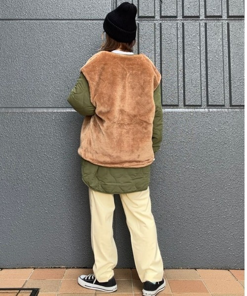 HONEYSUCKLE ROSE（ハニーサックルローズ）の「【HONEYSUCKLE ROSE】マルチウェイキルトジャケット（ダウンジャケット/コート・レディース・ブラック/カーキブラウン・M/L）」の18枚目の写真