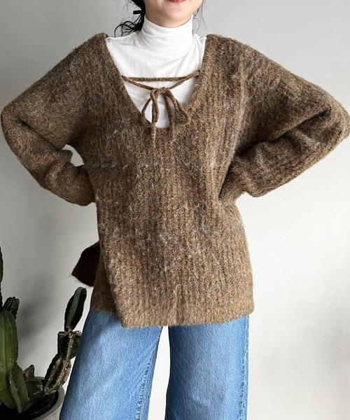 LOWRYS FARM（ローリーズファーム）の「マルチＷＡＹメランジプルオーバーロングスリーブ　170935（ニット/セーター・レディース・チャコールグレー/グリーン/アイボリー/ブラウン・FREE）」の6枚目の写真