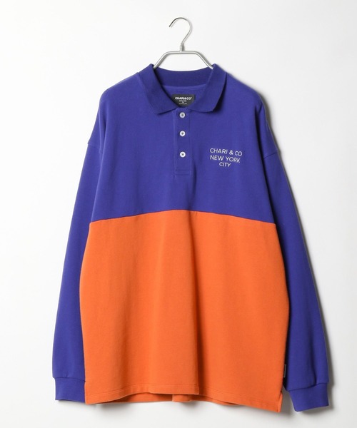 CHARI&CO（チャリアンドコー）の「【CHARI&CO safe ride】バイカラ―ポロシャツL/S（Tシャツ/カットソー・メンズ・ネイビー/サックスブルー・MEDIUM/LARGE）」の3枚目の写真