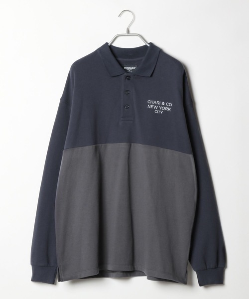 CHARI&CO（チャリアンドコー）の「【CHARI&CO safe ride】バイカラ―ポロシャツL/S（Tシャツ/カットソー・メンズ・ネイビー/サックスブルー・MEDIUM/LARGE）」の4枚目の写真