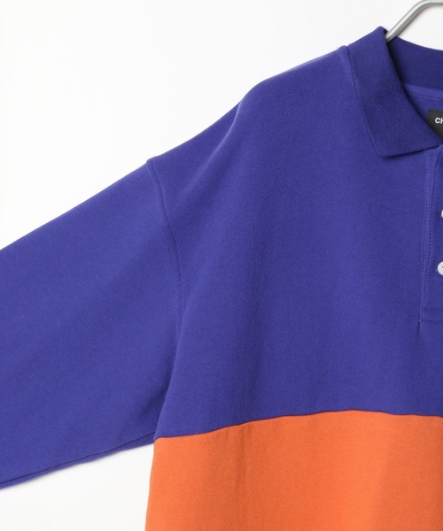 CHARI&CO（チャリアンドコー）の「【CHARI&CO safe ride】バイカラ―ポロシャツL/S（Tシャツ/カットソー・メンズ・ネイビー/サックスブルー・MEDIUM/LARGE）」の7枚目の写真