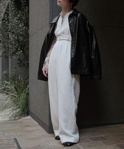 Ezick（エジック）の「Lady tweed スレンダーオールインワン（サロペット/オーバーオール・レディース・チャコールグレー/オフホワイト・FREE）」の20枚目の写真