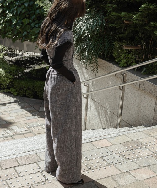 Ezick（エジック）の「Lady tweed スレンダーオールインワン（サロペット/オーバーオール・レディース・チャコールグレー/オフホワイト・FREE）」の16枚目の写真