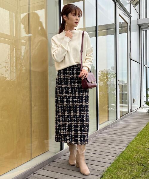 couture brooch(クチュールブローチ)の「◆【パッと目を惹く主役級アイテム】ループツイードナローロングスカート(スカート・レディース・ブラック系1/ネイビー系1・36/38/40/42)」の10枚目の写真