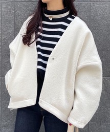 DRESSLAVE | back zip no collar short coat(バックジップノーカラーショート丈コート】(ノーカラーコート)