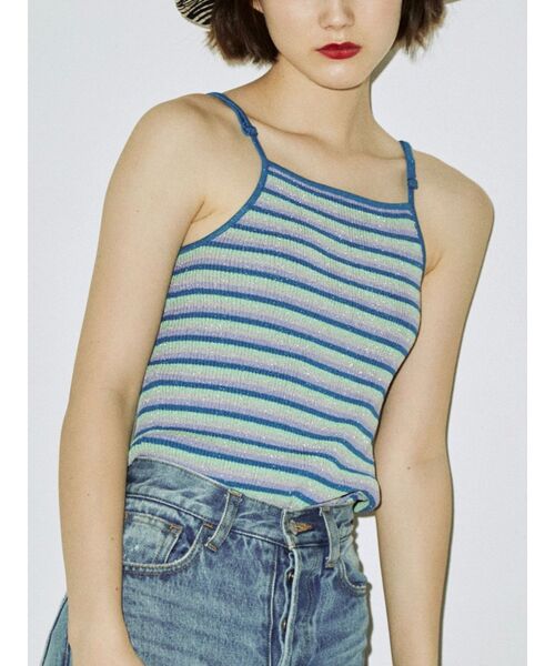 jouetie（ジュエティ）の「パイピングニットキャミ（キャミソール・レディース・ブルー/レッド/ブラック・MEDIUM）」の5枚目の写真