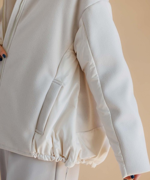 RAW FUDGE（ローファッジ）の「起毛ニット×タフタ２WAYフードダウン（ダウンジャケット/コート・レディース・ブラック/オフホワイト・M）」の22枚目の写真