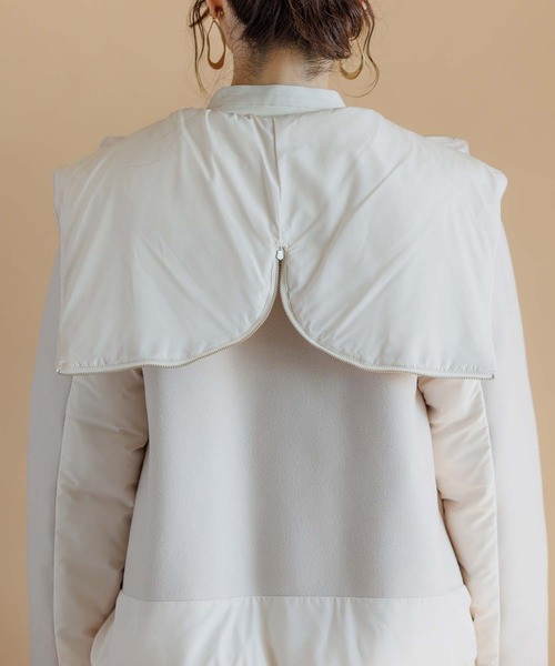 RAW FUDGE（ローファッジ）の「起毛ニット×タフタ２WAYフードダウン（ダウンジャケット/コート・レディース・ブラック/オフホワイト・M）」の3枚目の写真