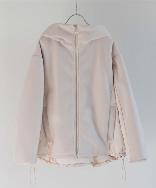 RAW FUDGE（ローファッジ）の「起毛ニット×タフタ２WAYフードダウン（ダウンジャケット/コート・レディース・ブラック/オフホワイト・M）」の5枚目の写真