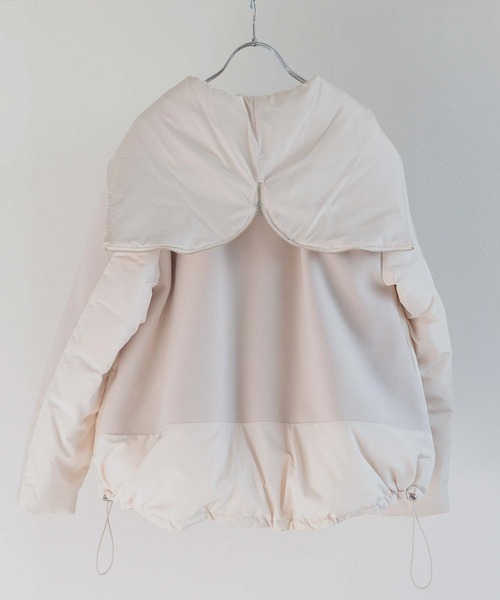 RAW FUDGE（ローファッジ）の「起毛ニット×タフタ２WAYフードダウン（ダウンジャケット/コート・レディース・ブラック/オフホワイト・M）」の7枚目の写真