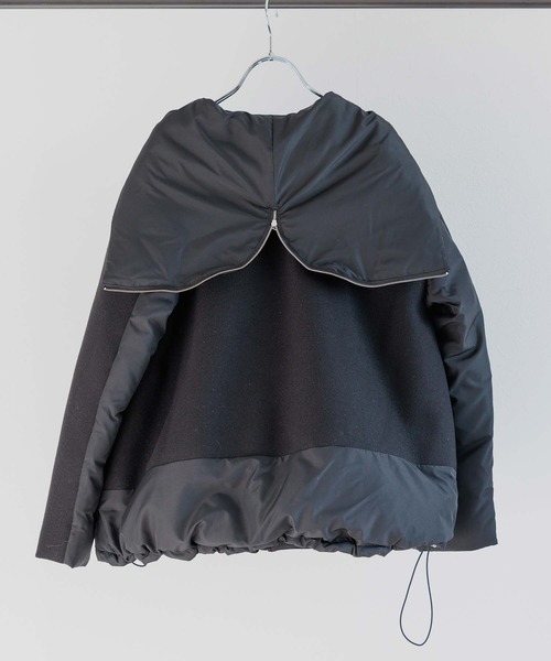 RAW FUDGE（ローファッジ）の「起毛ニット×タフタ２WAYフードダウン（ダウンジャケット/コート・レディース・ブラック/オフホワイト・M）」の8枚目の写真