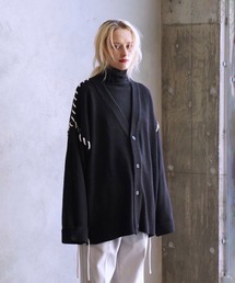JUNRED | 【MASAKI × JUNRed】Stitch Lace Up Loose Cardigan / ステッチレースアップルーズカーディガン(カーディガン/ボレロ)