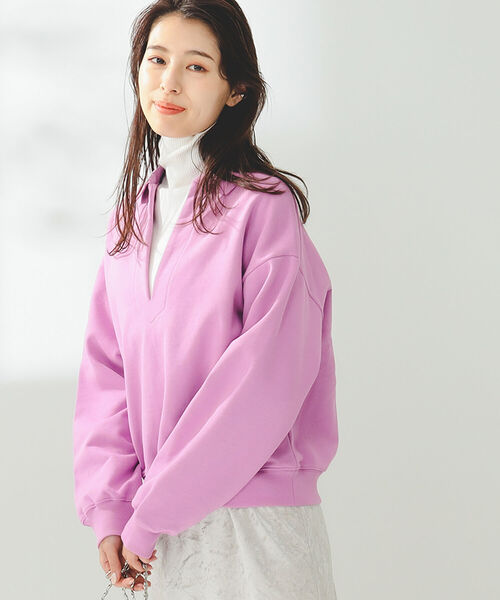 B:MING by BEAMS(ビーミングバイビームス)の「B:MING by BEAMS / スキッパー 裏毛スウェット(スウェット・レディース・パープル系その他4/ブラック/グリーン・ONE SIZE)」の3枚目の写真