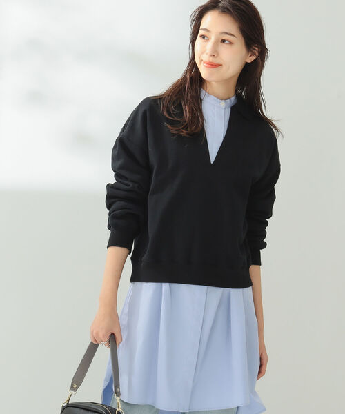 B:MING by BEAMS(ビーミングバイビームス)の「B:MING by BEAMS / スキッパー 裏毛スウェット(スウェット・レディース・パープル系その他4/ブラック/グリーン・ONE SIZE)」の1枚目の写真